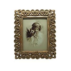 Biscottini Tafelfoto's, 25,5 x 2,5 x 30,5 cm, fotolijst van hars, gemaakt in Italië, vintage fotolijst, handbeschilderd
