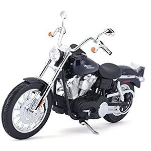 Maisto Harley-Davidson FXDBI Dyna Street Bob '06: Motorfiets model 1:12, met stuur, beweegbare standaard en vrij rollende wielen, 17 cm, blauw (532325)