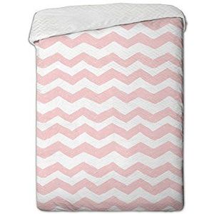SI SOM DOS Sisomdos Zigzag sprei voor bed van 105 cm, gekamd katoen, roze, 200 x 260 x 0,05 cm