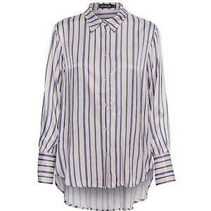 Soaked In Luxury Dames T-shirt, casual, met lange mouwen, druk op de knop, Coastal Fjord Stripe, L