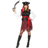 Widmann 53051 kostuum piraat van het Caribisch gebied, blouse met vest, rok, riem, hoofdband, hoed, zeeroverster, themafeest, carnaval, dames, meerkleurig, S