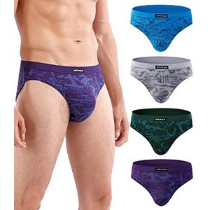 wirarpa Herenondergoed modal-microvezel slip zonder gulp, met tailleband, zijdezachte onderbroek, 4 stuks, S