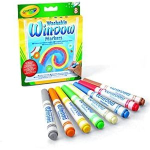 Crayola 58-8165, 8 Wasbare Raamstiften - Tekenen op Gespiegelde Oppervlakken