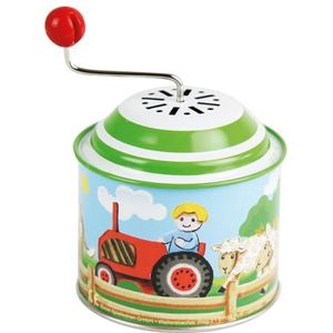 Lena tin toys 52760 - Muziekdraaidoosje met boerderij, muziekdoosje ca. 10,5 x 7,5 cm, blikken draaidoos met melodie ""Old Mc Donald had a farm"", metalen draaidoos, draaiorgeltje vanaf 18 m+ met motief, meerkleurig