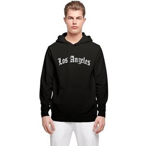 Mister Tee Los Angeles Wording Hoodie voor heren, hoodie met print op de voorkant, regular fit, zwart, 5XL