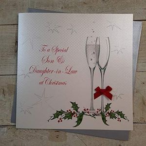 White Cotton Cards XC6 kerstkaart met opschrift ""To a Special Son and Daughter In-Law At Christmas"", handgemaakt, groot formaat, wit