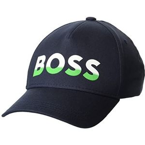 BOSS Heren twil gebogen logo, katoenen hoed, Midnight Navy (marineblauw), Eén maat