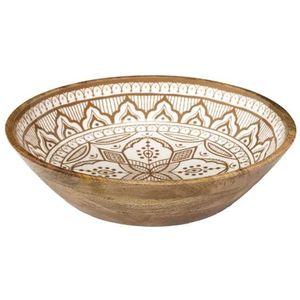 HOME DECO FACTORY, KA0570, Dune Mango Wood Terracotta Salad Bowl, Elegant and Modern Design, Ideal for Salads and Dishes, Easy Maintenance, Size 33 cm, Colors White, Brown, Orange