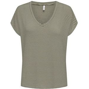 T-shirt - Gestreept - Jersey - V-hals - Losse Pasvorm