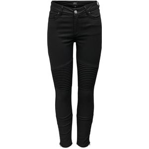 ONLY ONLBLUSH MW SK Zip Coat Jogg ANK Biker Skinny Jeans voor dames, zwart, 32 NL/S/L