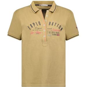 Geographical Norway kerria Lady Klassiek damespoloshirt, katoen, korte mouwen, casual, knoopsluiting, casual, top, regular klassiek, lente, zomer (beige XXL), Beige, XXL