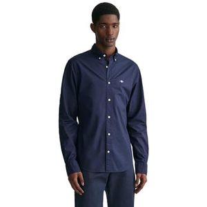 GANT Slim POPLIN Shirt voor heren, klassiek hemd, marine, standaard, marineblauw, XL