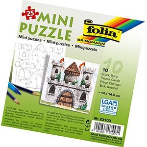 folia 23103 - Mini Puzzel Burg, ca. 14 x 14,5 cm, 25 delen, 10 stuks, wit - pas puzzelen dan schilderen, voor kinderen, jongens en meisjes