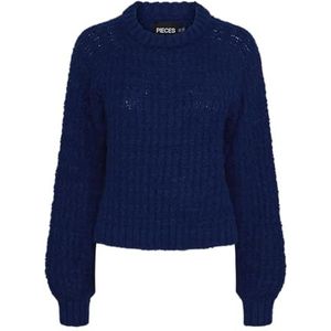 PIECES Pcneo Ls Oneck Knit Bc, Bellwether blauw/patroon: optie drie, M