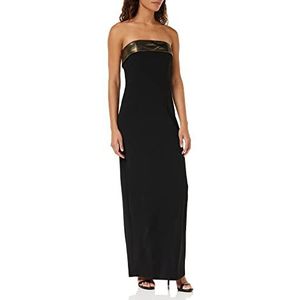 Gina Bacconi Dames crêpe en chiffon maxi-jurk cocktail, zwart/goud, 48 NL
