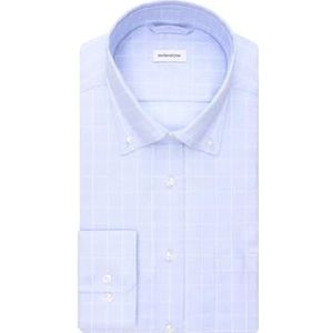 Seidensticker Zakelijk overhemd voor heren, regular fit, strijkvrij, button-down-kraag, lange mouwen, 100% katoen, blauw, 38