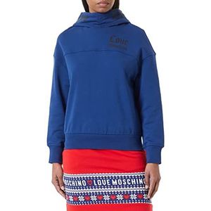 Love Moschino Sweatshirt met lange mouwen en gothic logo-print voor dames, blauw, 38