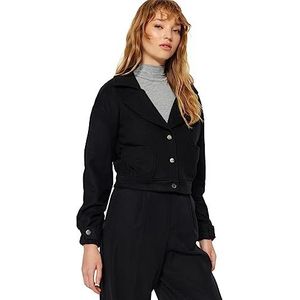 Trendyol FeMan Oversize Shacket Cache-coeur geweven jas, Zwart, XL, Zwart, XL
