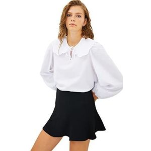 Trendyol Dames oversized basic Peter Pan kraag geweven blouse, Ecru, 60