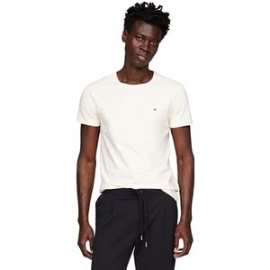 Tommy Hilfiger Heren T-shirt met korte mouwen en ronde hals en stretch slim fit, Beige (Calico), XS