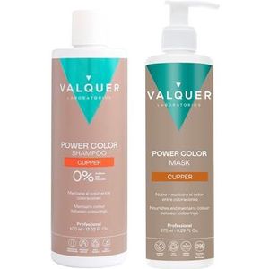 Valquer Pack Power Color kopergekleurd haar: shampoo 400 ml + masker 275 ml - tijdelijke kleuring