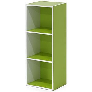 Furinno Luder 3-traps boekenkast met open plank, wit/groen