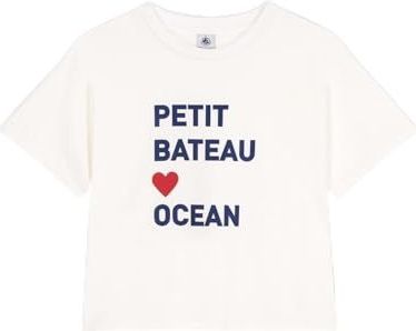 PETIT BATEAU - Le Boxy - T-shirt - Wit - 100% Katoen - Korte Mouwen