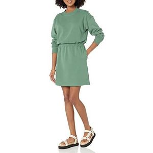 Amazon Essentials Getailleerde sweatshirtjurk voor dames (verkrijgbaar in grote maten), saliegroen, medium