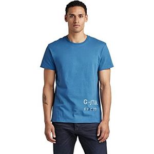G-STAR RAW Heren Stencil Front Back gr T-Shirt, Blauw (Retro Blue C336-937), XS