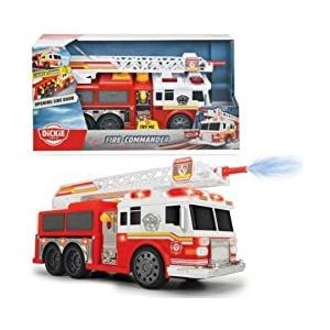 Dickie Toys - Fire Commander, brandweerauto, brandweer, brandweertruck, met waterspuitfunctie, ladder, licht & geluid, inclusief batterijen, 36 cm, vanaf 3 jaar