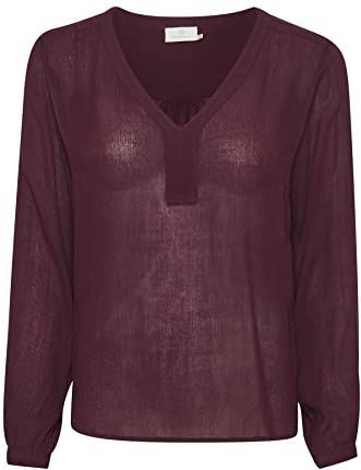 KAFFE - Amber - Damesblouse - Lange Mouwen - V-hals - 100% Viscose
