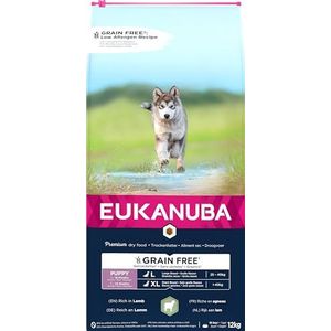 EUKANUBA Graanvrij* premium hondenvoer met lamvlees voor grote en extra grote rassen - droogvoer voor puppy honden, 12 kg