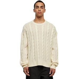 Urban Classics Boxy Sweater, casual effen oversized gebreide herentrui met vlechtpatroon, verkrijgbaar in twee kleuren, maten S-5XL, zand, XXL