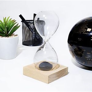 Magnetische zandloper 30 seconden 14 x 9 cm basis hout magneet bureau cadeau