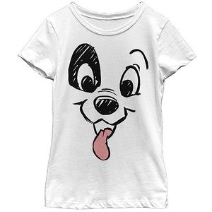 Disney - Dalmatian Big Face Girls Crew neck T-Shirt White 152