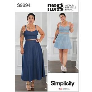 SIMPLICITY SS9894BB Misses' en damestop en rok in twee lengtes van Mimi G Style BB (20W-22W-24W-26W-28W)