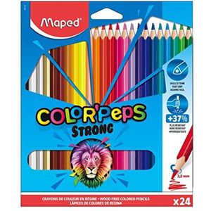 Maped - Kleurpotloden STRONG Color'Peps – 24 kleurpotloden extreem robuust en ergonomisch – zakje met 24 stiften
