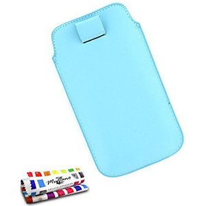 MUZZANO Beschermhoes Wiko Goa [Le Sweep] [blauw Lagune] + invoerstift en reinigingsdoekje Muzzano® aangeboden – de bescherming schokbestendig ultieve, elegante en duurzame voor Wiko Goa