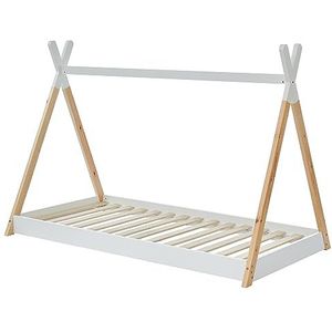BAÏTA Montessori Tiny Tipi-bed voor kinderen, massief grenenhout, 90 x 190 cm, TINYTIPI natuur/wit