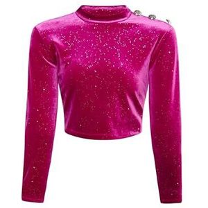 Felipa dames fluwelen shirt met glitter, roze, S