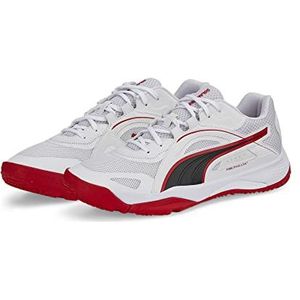 PUMA Unisex Solarstrike II Indoor Hof Schoen, Puma White Puma Black High Risk Red, 46.5 EU