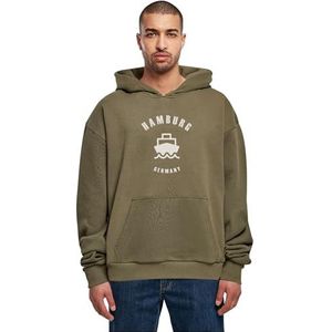 MC Heren Heren Tops Hamburg X Ultra Heavy Hoody, Oversized Fit, 100% Katoen, XXL, olijfgroen, XXL