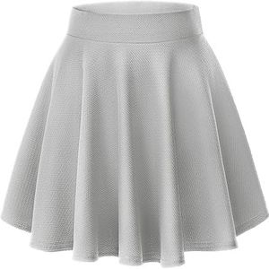 Urban CoCo Women's Basic Versatile Stretchy Flared Casual Mini Skater Skirt (XS, Grey)