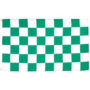 Groen en wit geruite vlag 150x90 cm - geruitte racevlaggen 90 x 150 cm - Banner 3x5 ft Hoge kwaliteit - AZ FLAG
