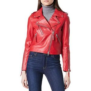 Blauer Gevoerde damesjas met leren schouders