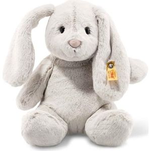 Steiff Hoppie Konijn met slaaporen, 28 cm, lichtgrijs, pluche dier, Soft Cuddly Friends, pluizig knuffeldier om te knuffelen en te spelen, knuffeldier voor meisjes en jongens, wasmachinebestendig