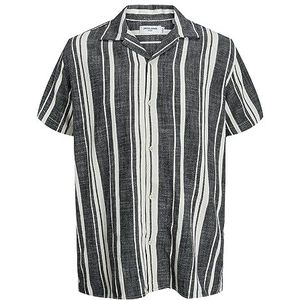 JACK & JONES PLUS Jorcabana Stripe Shirt Ss Ln Pls Overhemd, Zwart, 4XL, zwart, 4XL