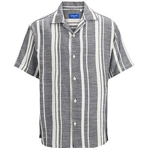 JACK & JONES PLUS Jorcabana Stripe Shirt Ss Ln Pls Overhemd, Zwart, 4XL, zwart, 4XL