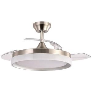Zenit DC-ventilator 72 W, met 3 intrekbare vleugels, stil (107 dB), 7200 lm, 6 snelheden, dimbaar licht (3000 K-6000 K), afstandsbediening en timer, ideaal voor elke ruimte.