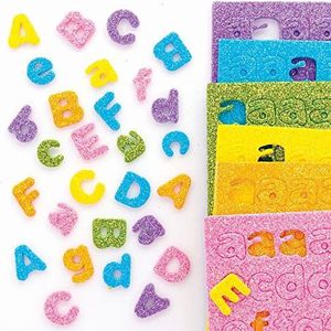 Baker Ross Pastel Zelfklevende Glitter Foam Letters - Pak van 850, Kids Lente Craft Supplies (FC350)